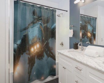 Cortina de ducha Hover Mech Strike, decoración de baño, accesorio esencial para el baño, regalo para parejas, accesorios para el hogar, idea de regalo de Navidad