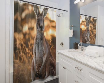 Kangaroo Shower Curtain | Wildlife Nature Bathroom Décor, Gift for Couples, Home Accessories, Cozy Vibes, Christmas Gift Idea