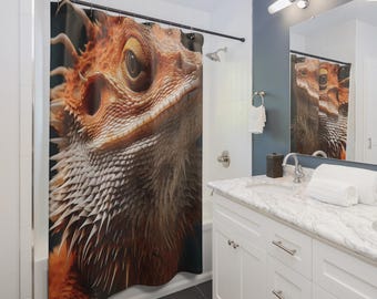 Douchegordijn baardagaam | Badkamerdecoratie reptielen, cadeau voor koppels, woonaccessoires, gezellige sfeer, kerstcadeau-idee