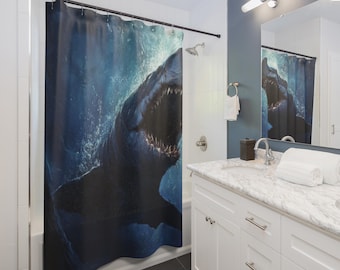 Tenda da doccia Ocean Predators / Decorazione da bagno Ocean Attack, regalo per coppie, accessori per la casa, atmosfera accogliente, idea regalo di Natale