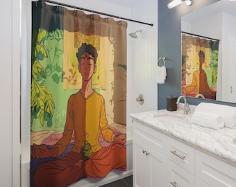Inner Peace Shower Curtain | Yoga Mindfulness Bathroom Decor, Bathroom Essential, Gift for Couples, Home Accessory, Christmas Gift Idea