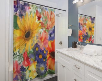 Seasonal Bloom Splash Shower Curtain | Floral Bathroom Decor, Gift for Couples, Home Accessories, Cozy Vibes, Christmas Gift Idea