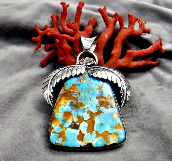 Large Exquisite Royston Turquoise Pendant 1430 B - Extra Large Turquoise Pendant Large Exquisite Royston Turquoise Pendant 1430 B - Extra Large Turquoise Pendant