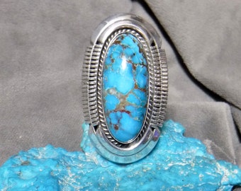 Natürlicher Hochwertiger Bisbee Blau Türkis Ring #1603-O