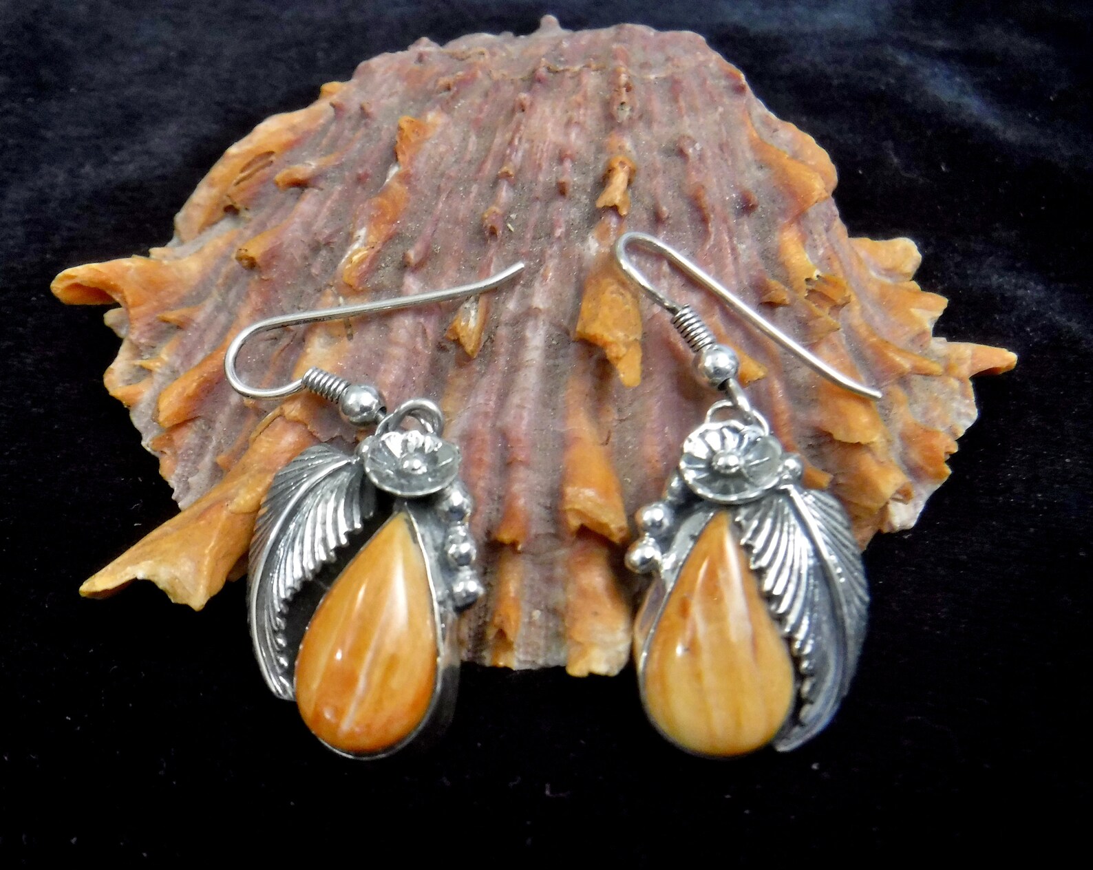 Natural Orange Spiny Oyster Earrings 1454b Etsy Ireland