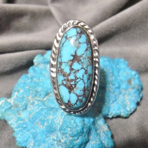 Rare Natural Spider Web BisBee Turquoise Ring   #1641-S