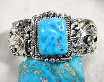 Fabulous Vintage Touchine Family 'Heart Of Turquoise' Native American Jewelry Silver Ring Fabulous Vintage Touchine Family 'Heart Of Turquoise' Native American Jewelry Silver Ring