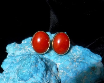 PRECIOUS   RED CORAL  and 14K  Earrings    # 639