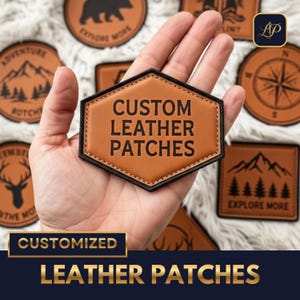 Apliques de couro com logotipo personalizado, apliques de couro gravados a laser, apliques de couro personalizados, apliques com logotipo da empresa, apliques termocolantes.