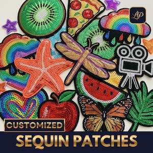 Custom Sequin Patch for Jackets, Personalized Sparkly Dance Team Logo, Large Back Patch for Costumes, Custom Embroidery Applique