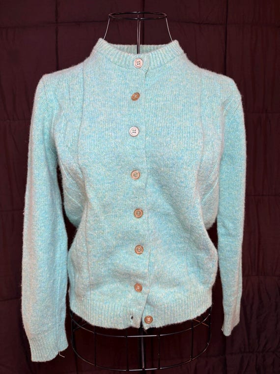 Vintage Lansing Lambswool Cardigan – Dreamy Green – Small