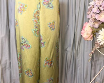 Vintage Victoria’s Secret Silk Pajama Pants Green Paisley Y2K Lounge Pants Small