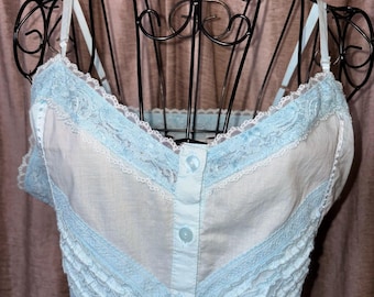 Vintage Carole Little Blue Cotton Lace Pajama Set – Y2K Cottagecore Lounge XL