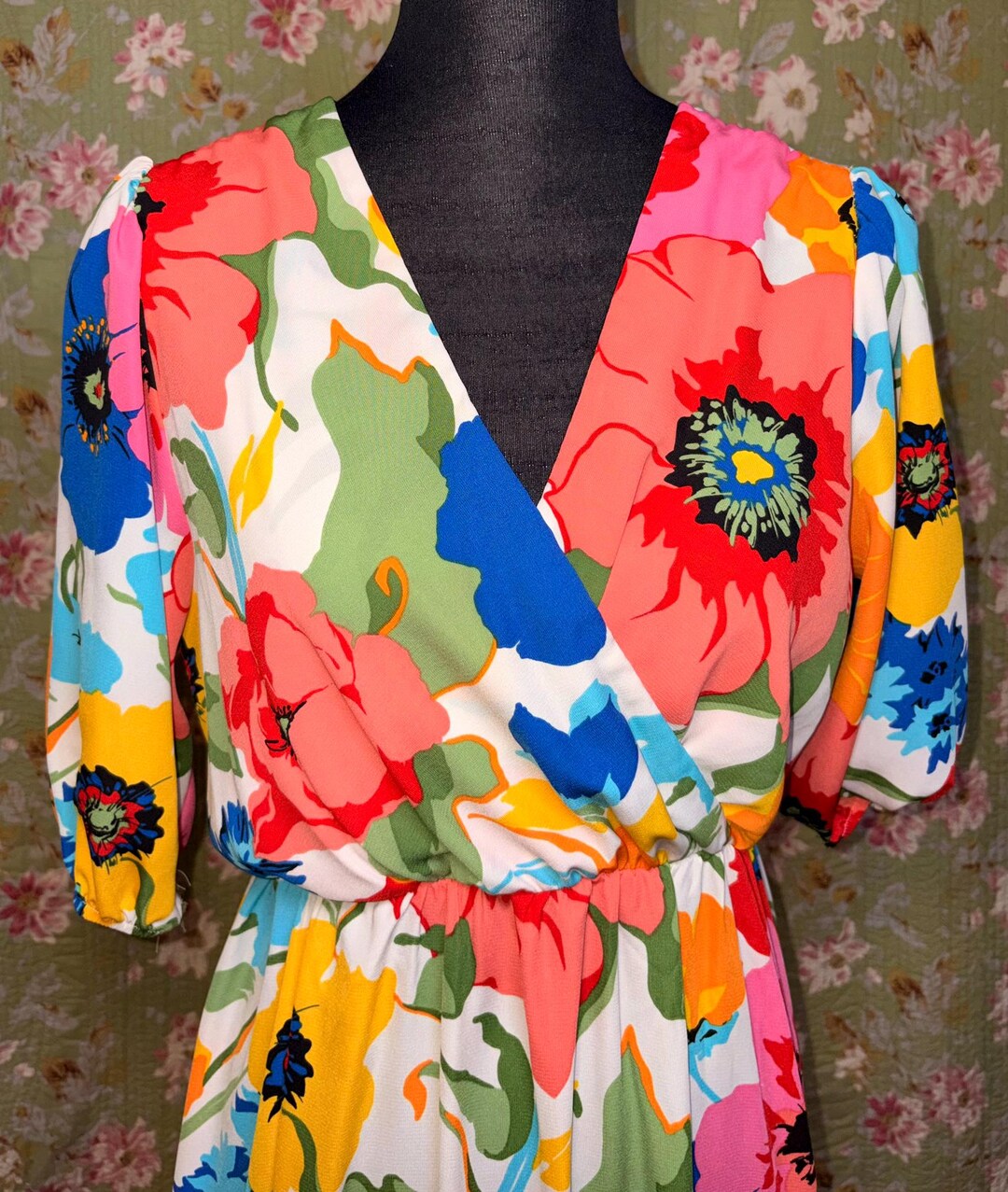 Vintage 70s Floral Maxi Dress Boho Empire Waist Cottagecore Size Large ...
