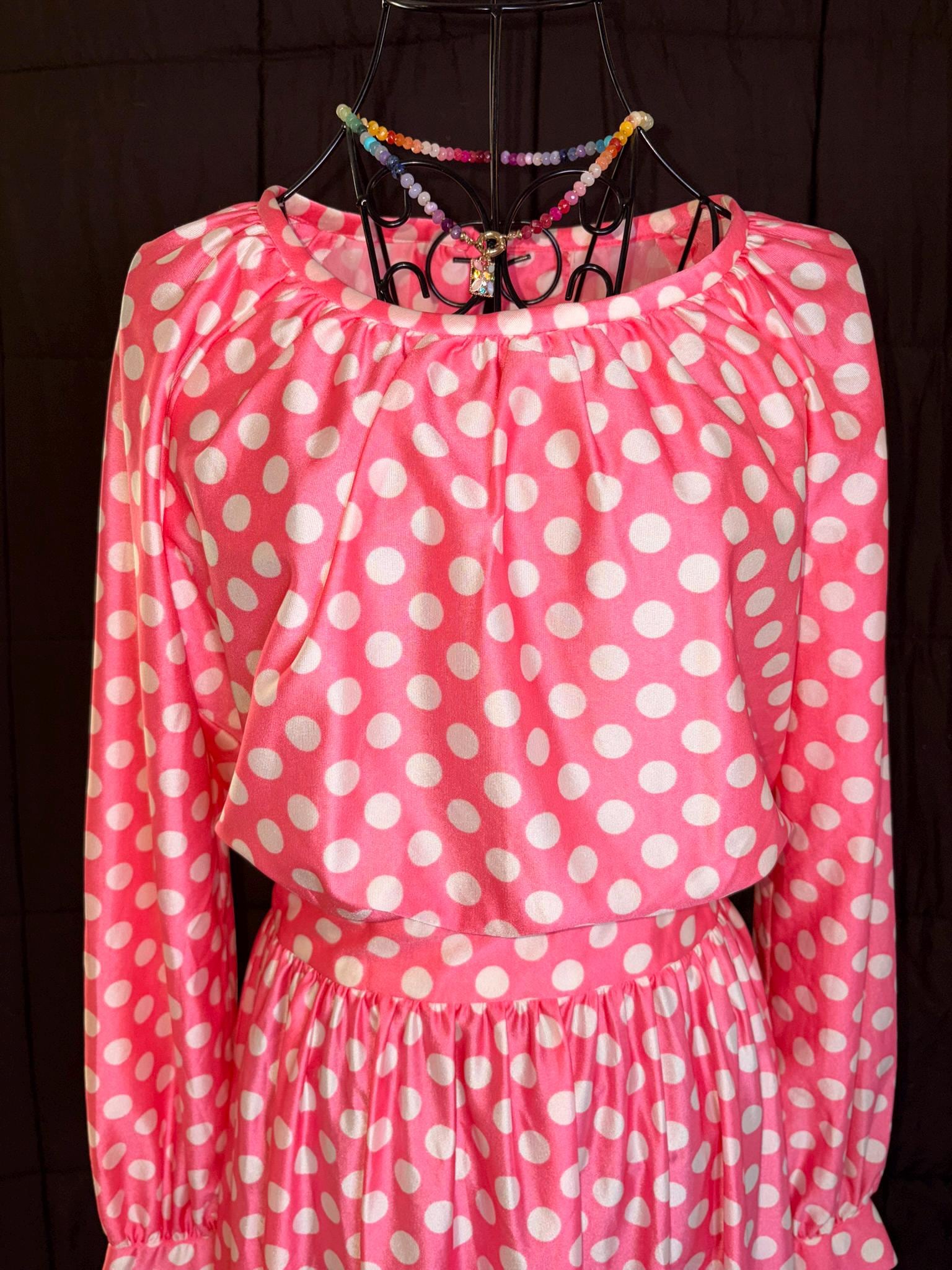 Pink Polka Dot Maxi Dress - Etsy Pink Polka Dot Maxi Dress - Etsy