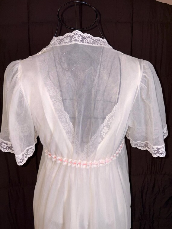 Vintage White Lace Lingerie Set | Sheer Nightgown… - image 5