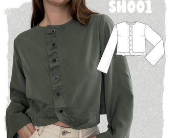 Button-Front Blouse PDF Sewing Pattern XS–4XL / Pdf Sewing Pattern – Buttoned Blouse XS–4XL