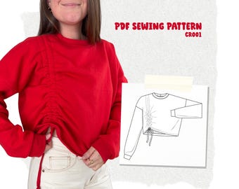 Sweatshirt Crewneck Sewing Pattern PDF Women XS-4XL / Sewing pattern pdf woman beginner