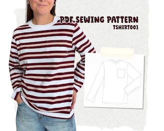 4-in-1 T-Shirt PDF Sewing Pattern for Women | Boxy Fit | XS–4XL | Easy to Sew | 4 in 1 t-shirt sewing pattern