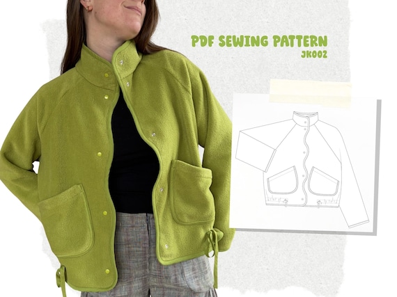 Womens Jacket PDF Sewing Pattern XS–4XL / Patron de couture Pdf – Manteau boutons pression femme