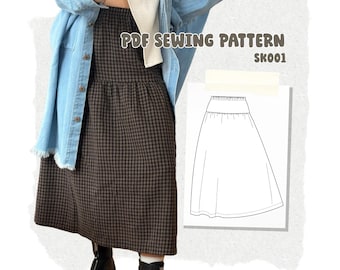 Beginner friendly PDF sewing pattern - Women's skirt / Skirt pattern PDF women XS - 2XL