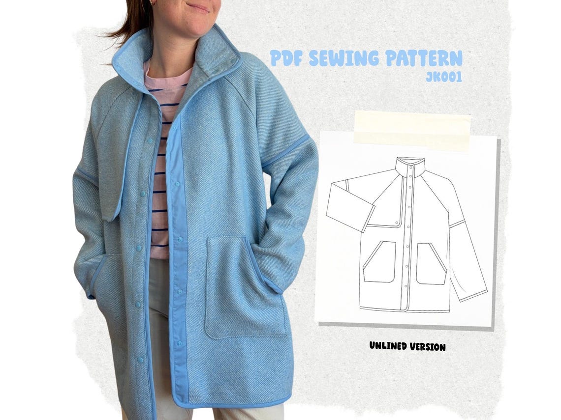 Jacket PDF Sewing Pattern XS–4XL / Sewing Pattern PDF – Women's Snap ...