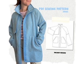 Jacket PDF Sewing Pattern XS–4XL / Sewing Pattern PDF – Women's Snap Button Coat