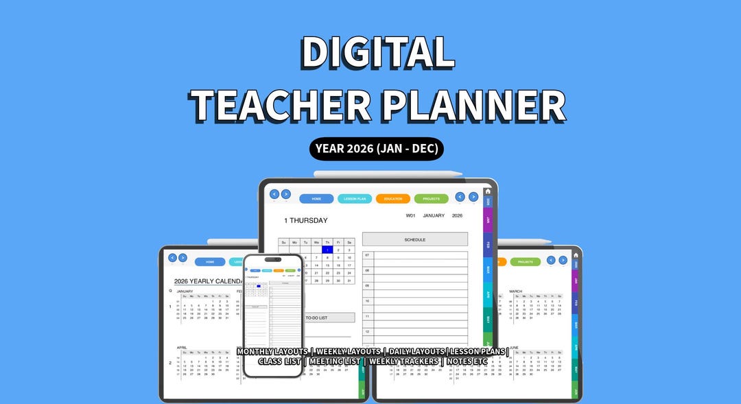 Digital Teacher Planner 2026 - Etsy
