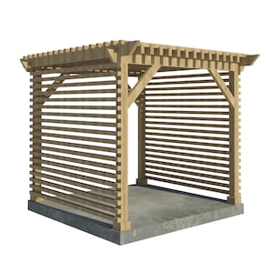 Backyard Hangout & Sitting Space DIY | 7x7 Open-Air Pergola frame | Double-Sided Privacy Slats | Construction Manual