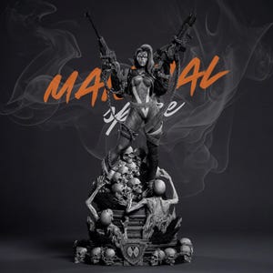 She Spawn STL 1:6 Scale Dark Female Warrior 3D Print Model Gun Slayer Statue Non Supported