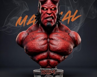 Busto de guerrero demoníaco a escala 1:4 (modelo STL) – Estatua de criatura infernal (descarga digital)