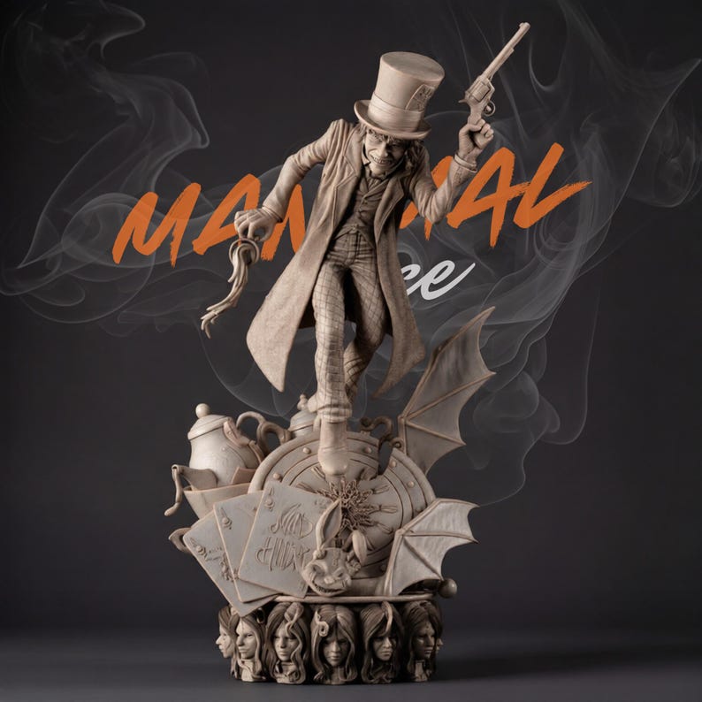 Dark Wonderland Mad Hatter 3D Print Model – Villain Fantasy Character Statue (Digital Download) image 1