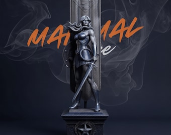 Estatua de Wonder Woman a escala 1/4 de Red Son, modelo STL, guerrera amazona con espada y escudo, impresa en 3D.