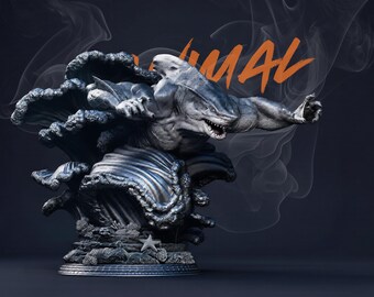 Modelo de impresión 3D del busto del tiburón rey STL a escala 1/4.