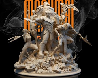 Diorama STL de Thanos y la Orden Negra: Estatua épica de villano de One Piece a escala / Descarga digital con y sin soporte