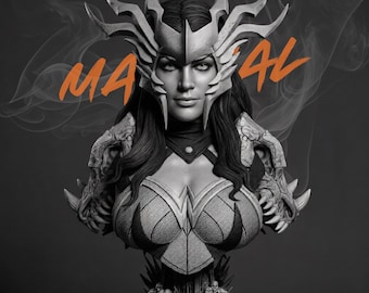 Busto de Wonder Woman Death Metal STL Escala 1:4 Busto de guerrera oscura Modelo para impresión 3D Heroína femenina Fantasía No compatible