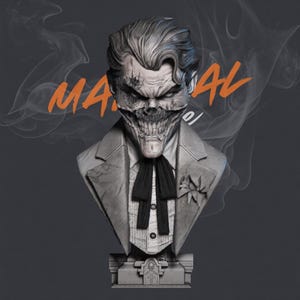Joker Zombie Bust 1:4 Scale Horror Clown 3D Print Model (STL)