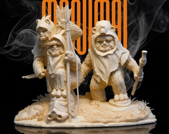 Diorama de Ewoks STL / Estatua de la escena de Endor de Star Wars / Coleccionable a escala 1:6 / 3 Ewoks de One Piece