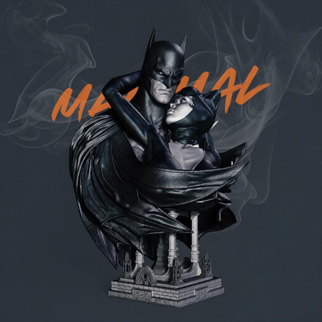 Dark Vigilante Feline Femme Bust STL 3D Model 1/4 Scale Gothic Statue ...