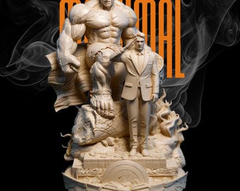 Diorama STL de Hulk Rojo y el General Ross – Rage vs. Authority / One Piece / X Pose / Estatua imprimible en 3D