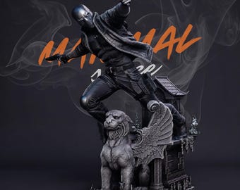 Figura completa de Red Hood a escala 1/6, modelo STL de acción de justiciero antihéroe en pose de impresión 3D.