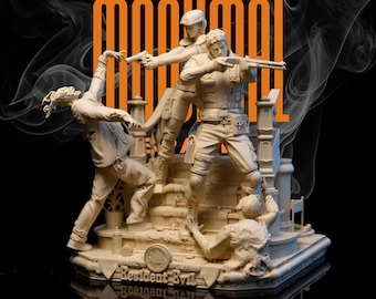 Resident Evil Diorama STL – Chris & Jill vs Zombies (Digital Download)