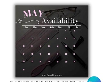 Mai Verfügbarkeitskalender | Pink, Canva Vorlage (Digitaler Download