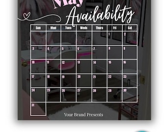 Mai Verfügbarkeitskalender | Pink, Canva Vorlage (Digitaler Download
