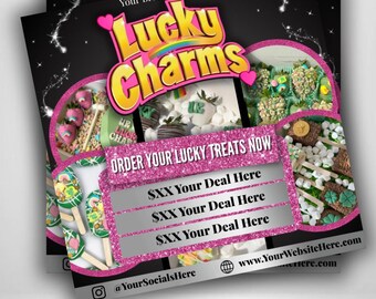 März St. Patrick's Day Glücksbringer Glücksbringer | Bearbeitbare Canva Promo Grafik (Digitaler Download)