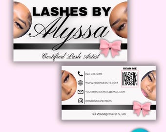 Lash Visitenkarte Vorlage | Pink Bow Lash Tech Branding (Canva Editierbar)