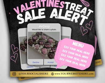 Valentine's Sweet Treat Menü-Flyer-Vorlage | Bearbeitbarer Canva Flyer