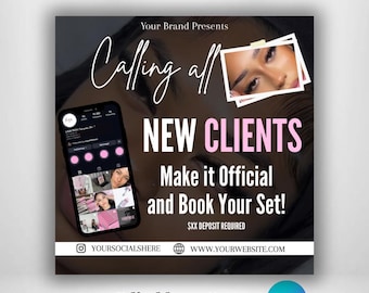 Lash Artist Instagram Flyer | Pink & Schwarz Kunden-Buchungsvorlage (editierbare Canva)