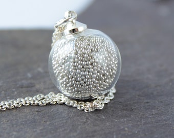 Mini Silver bead Necklace with silver chain