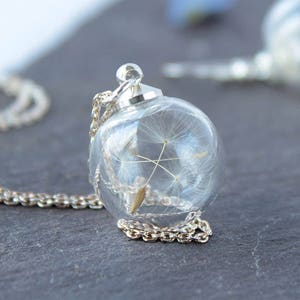 Mini Dandelion Necklace with silver chain image 1